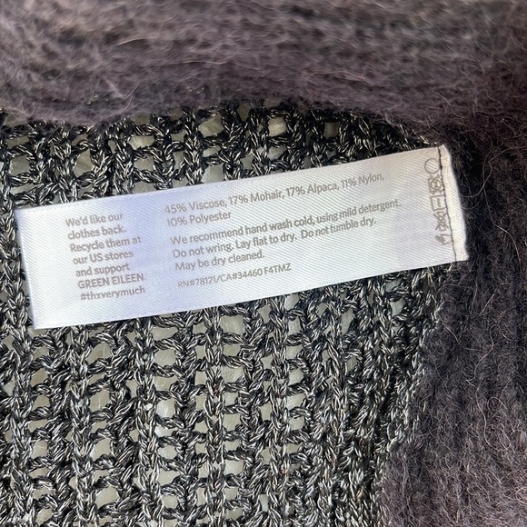Eileen Fisher Charcoal and Black Open Knit Sweater Size M - Picture 10 of 12
